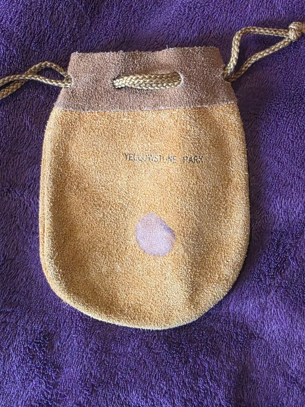 Suede Drawstring Pouch - Tan Yellow